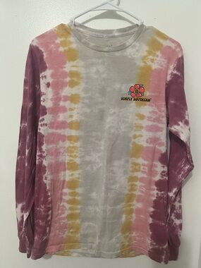 Simply Southern Tie-Dye Long Sleeve Tee - Pink, Gold, White